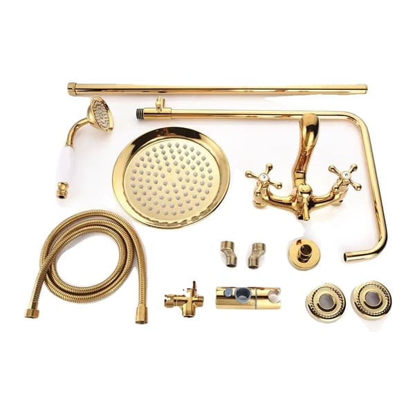 Duschset med vattenfall, modern stil, mässing och rostfritt stål,Guld
