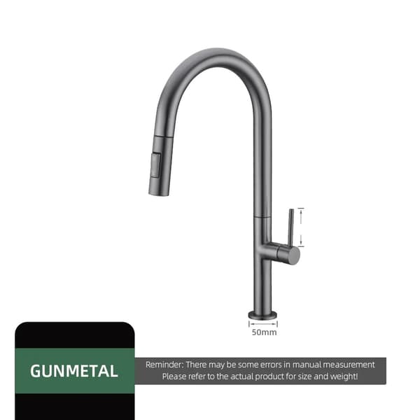 Gunmetal Køkkenarmatur, Utrækkelig Tud, 360 Grad Rotation,12014GM