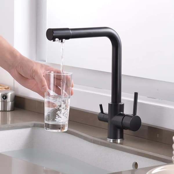 Drikkevand Køkkenarmatur, Kold & Varm Funktionalitet, Dobbelt Håndtag Design,Black-B