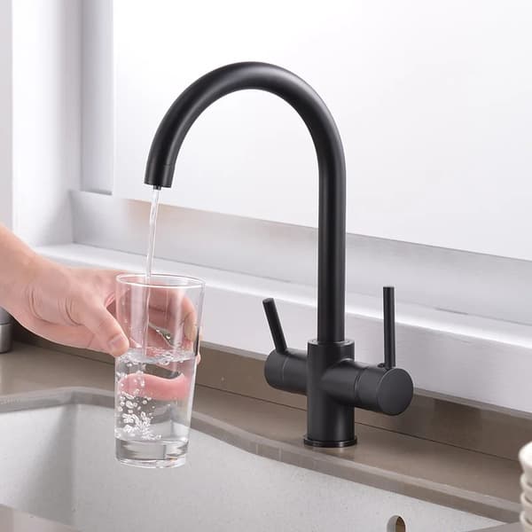 Drikkevand Køkkenarmatur, Kold & Varm Funktionalitet, Dobbelt Håndtag Design,Black-B