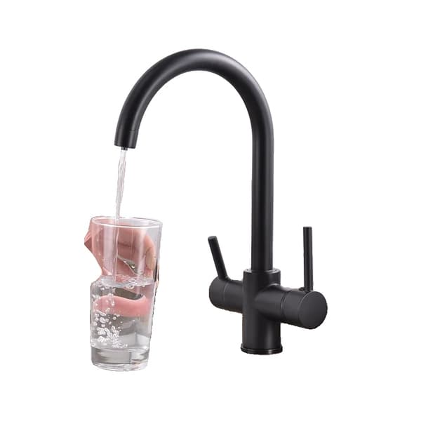 Drikkevand Køkkenarmatur, Kold & Varm Funktionalitet, Dobbelt Håndtag Design,Black-B