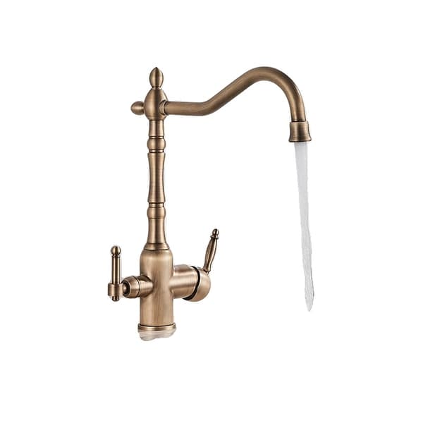 Kökskran, 360-Graders Rotera, Dubbelhandtag,Antik mässing antique brass