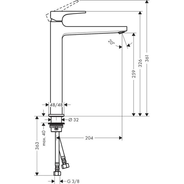Handfatblandare - HANSGROHE - Metropol - Kromad - Push-Open avlopp - 5 l/min max flöde
