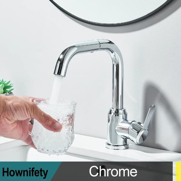 Badeværelsesvaskarmatur, kromfinish, enkelt håndtag kontrol,Chrome, Krom