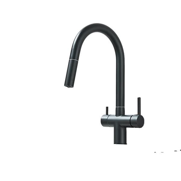 Kökskran, Dubbelhandtagskontroll, Flexibel Utdragbar Pip,Matt svart Matte Black