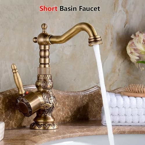 Basinblandare, Elegant Antik Design, Enhandsgrepp,kort