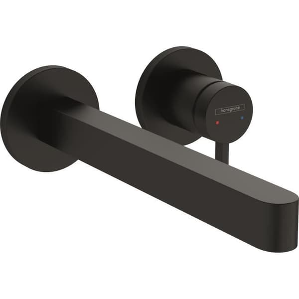 HANSGROHE infälld väggmonterad tvättställsblandare, 225 mm pip, Finoris mattsvart friflödesavfall