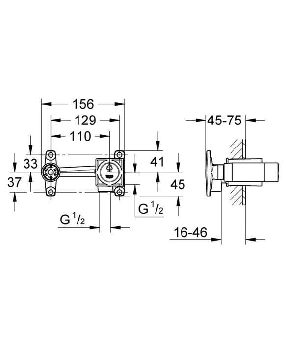 Inbyggd kropp - Grohe - 23200000 - 2 Hål - Mässing - 35 mm