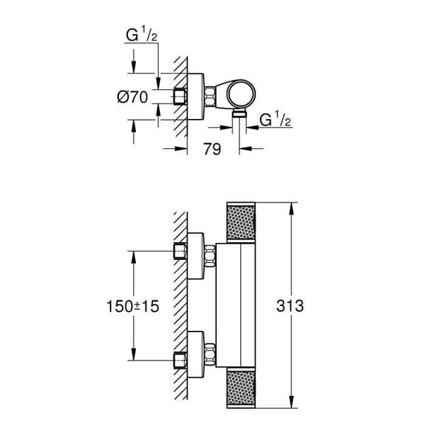 GROHE Precision Feel termostatisk duschblandare - Krom - Vattenbesparande - Metall