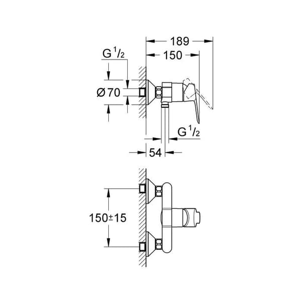 Duschblandare - Grohe - BauEdge 23333000 - Kromad - Enhandsgrepp - Vattensparande
