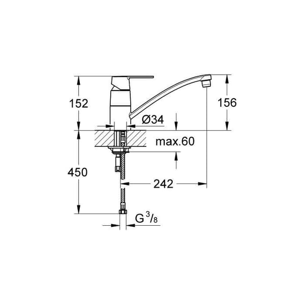 GROHE Engrepps diskbänksblandare Skaffa Chrome 32891000