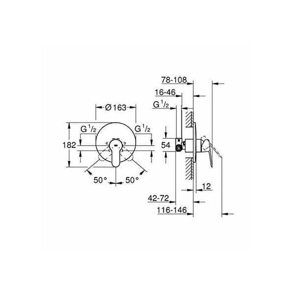 BauEdge 29078000 Grohe engrepps duschblandare krom (tysk import)
