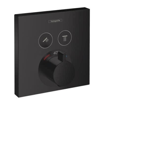 Inbyggd front för duschkran - Hansgrohe - Showerselect - Matt svart - Termostatisk - Väggmonterad