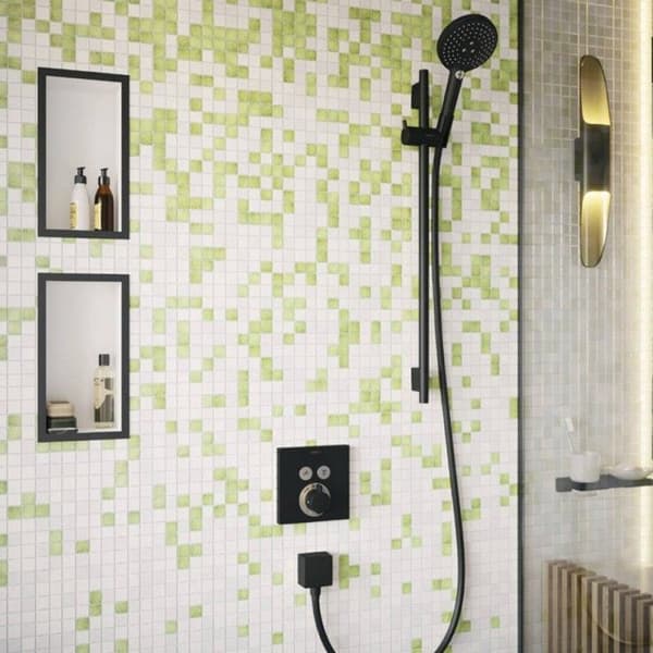 Inbyggd front för duschkran - Hansgrohe - Showerselect - Matt svart - Termostatisk - Väggmonterad