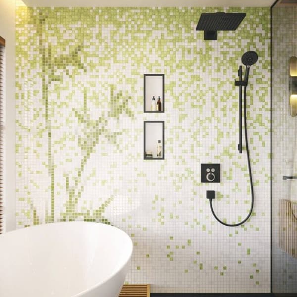 Inbyggd front för duschkran - Hansgrohe - Showerselect - Matt svart - Termostatisk - Väggmonterad