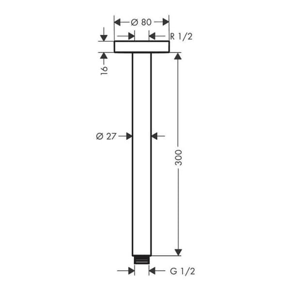Duschtillbehör - Hansgrohe - Fissaggio a soffitto S 30 cm - Vit - 5 års garanti