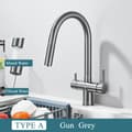 Miniatyrbillede 2 af 2: Filtered Kitchen Faucet, Retractable Spout, Dual Handle Design,Våbengrå