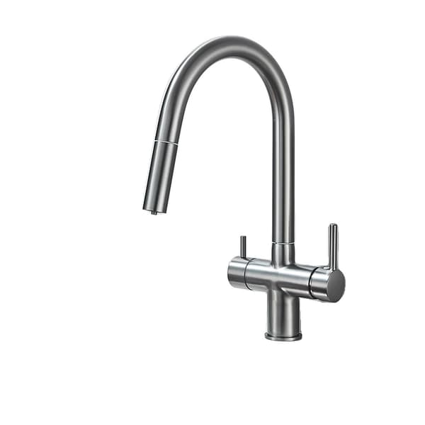 Filtered Kitchen Faucet, Retractable Spout, Dual Handle Design,Våbengrå
