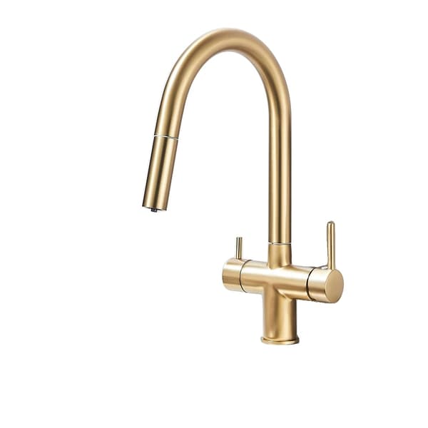 Filtered Kitchen Faucet, Retractable Spout, Dual Handle Design,Våbengrå