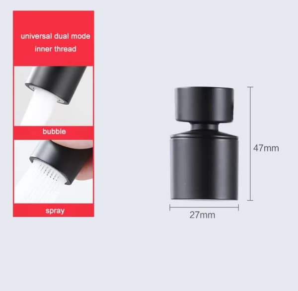 Universell Roterande Köksspray – Justerbar 2-Stegs Vattenflöde, Stänkskydd, Enkel Installation – Förlängd Koppar & ABS Design, Svart