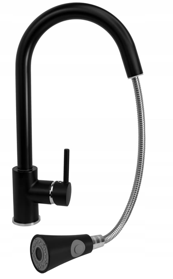SNAKE SORT KØKKENVANDHANE + SORT DISPENSER