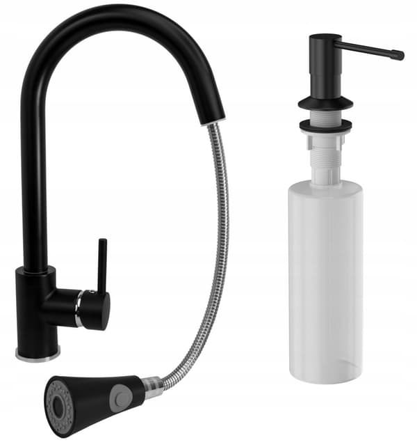 SNAKE SORT KØKKENARMATUR + SORT DISPENSER