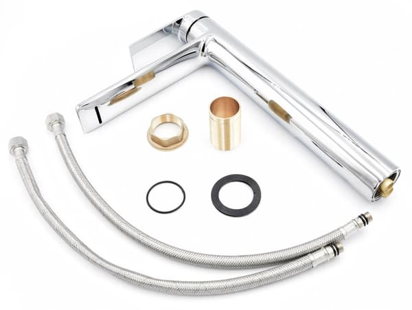 BORDMONTERET VASK rund + KROM BATTERI + PROP