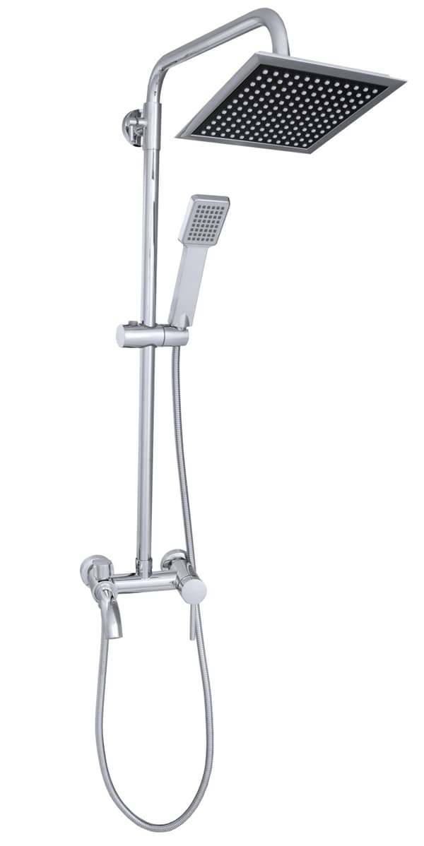 DUSCHSET SILVER DUSCH SLIM KVADRATISK DUSCHHUVUD KIVO
