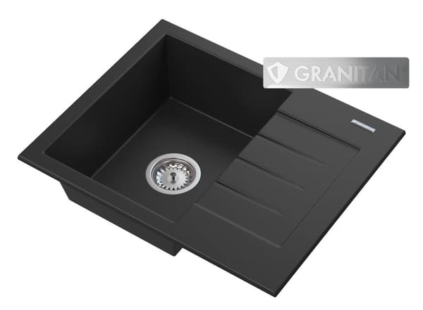 SORT GRANITVASK MED KROM SYFON MILANO