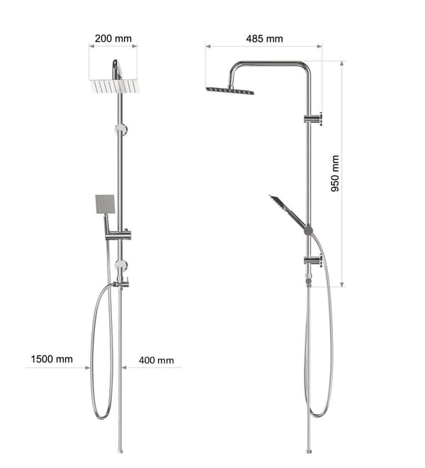DUSCHSET REGNDUSCH BATTERI TERMOSTATISK badrum TUGELA