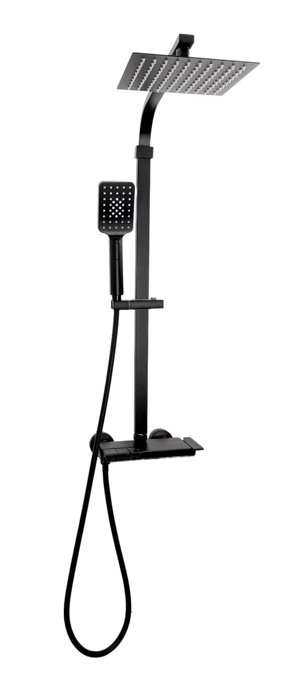 Set duschkarbad med regndusch slim svart kran Sonata