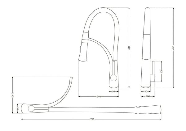 Moderne Krom & Sort Køkkenvandhane med Fjernbar Vandstråle og Indbygget Aerator