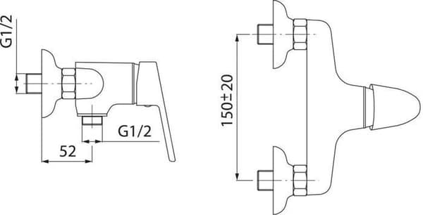 Novaservis Ferro Smile Väggmonterad duschblandare med duschmunstycke, krom 71060.0