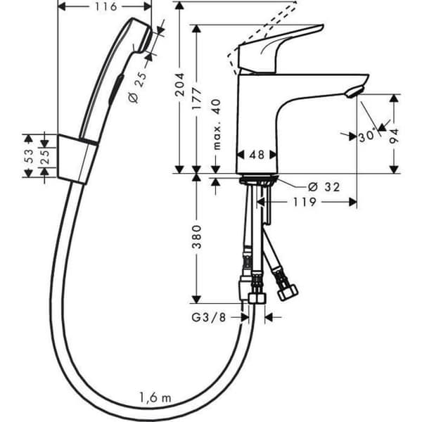 hansgrohe Focus bidéset, Push-Open avfall, krom, 31927000