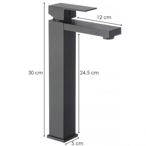 Minimalistisk svart mattsvart enarmsblandare för badrum med keramisk kassett för modern design