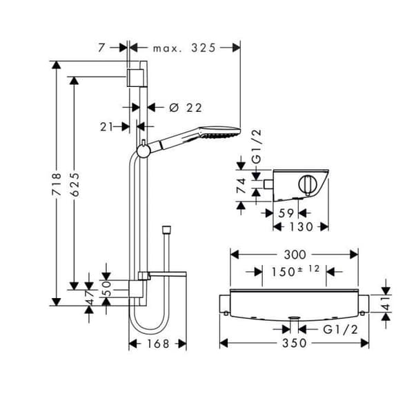 Combi Raindance Select E 120 0,65m/Ecostat Select Chrome Hansgrohe