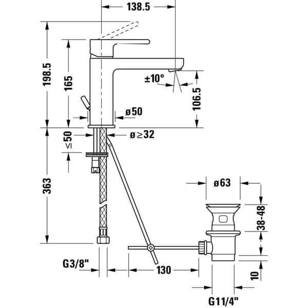 Duravit B.2 tvättställsblandare (ytmonterad)