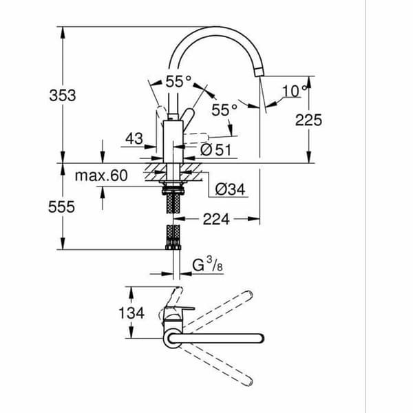 Kitchen Tap Grohe Get - 31494001 C-muotoinen Metalli