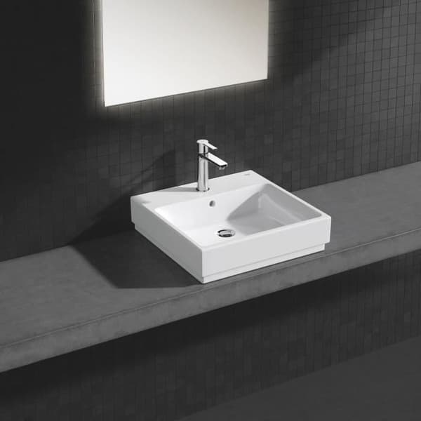 Lineare engrepps tvättställsblandare - GROHE - Fast pip - Temperaturbegränsare - Krom - Storlek S