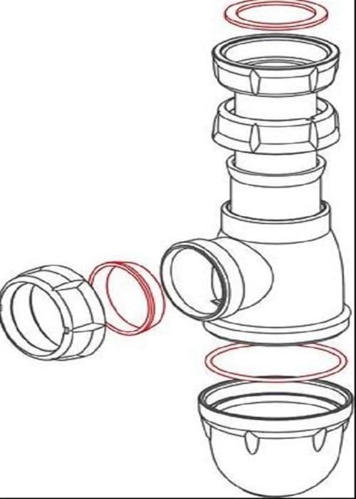 Siphon - Ej specificerat - Tvättbehållare - Vit - Plast - Diameter 40 mm