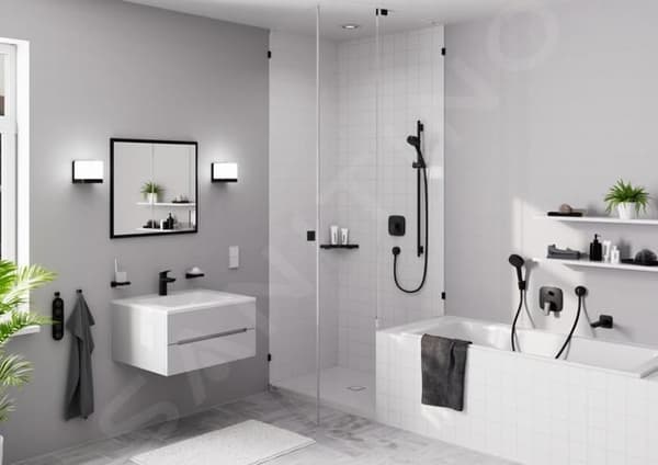 Hansgrohe Logis Handfatsblandare med avstängning, CoolStart, EcoSmart, matt svart 71102670