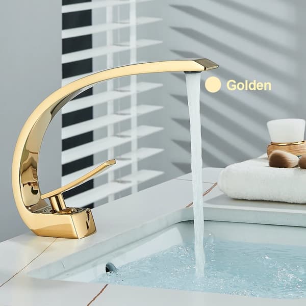 Basinarmatur, Rustfrit Stål Konstruktion, Enkelt Håndtag Design,gylden