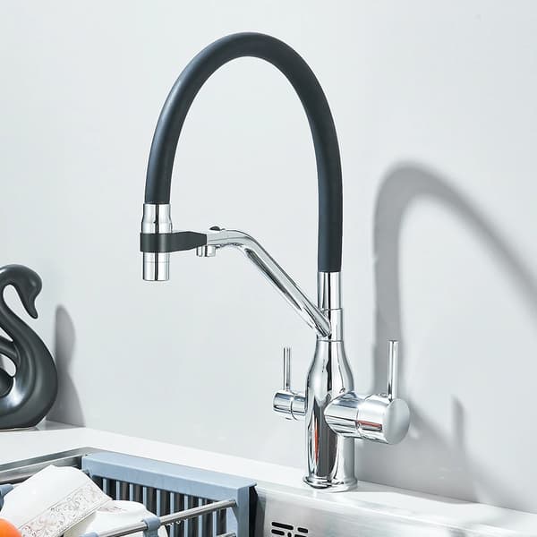 Filtered Kitchen Faucet, 360° Drej, Dobbelt Spraytilstand,Krom