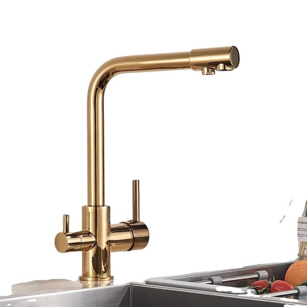 Vandfilter Køkkenarmatur, Dobbelt Holder Design, Kold- og Varmtvandsforsyning,Guldhane