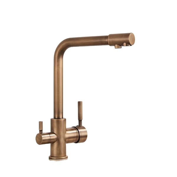 Vandfilter Køkkenarmatur, Dobbelt Holder Design, Kold- og Varmtvandsforsyning,Antik messing
