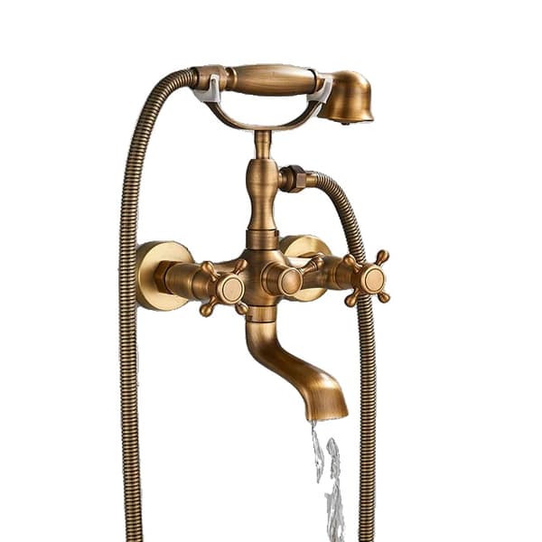 Antik Messing Badekar Vandhane, Dobbelt Håndtag Kontrol, Holdbar Messing Konstruktion,Antik messing b