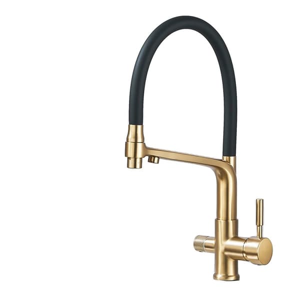 Filter Køkkenarmatur, Holdbar Messingkonstruktion, Dobbelt Håndtag Design,Børstet guld