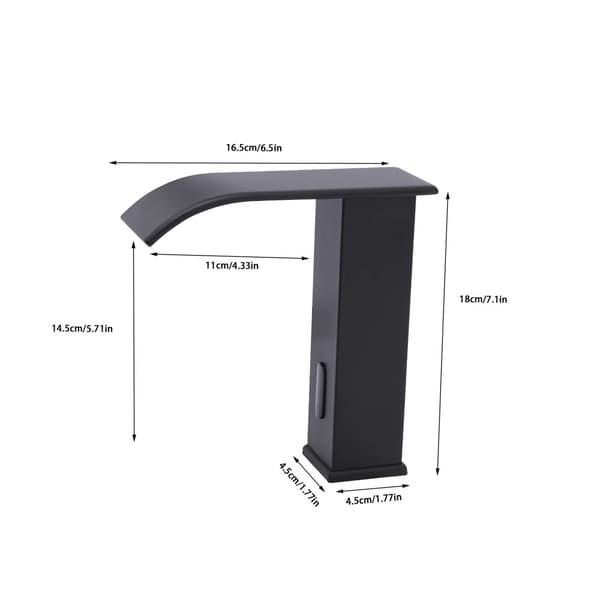 Slank Badeværelsesarmatur, Automatisk Sensorstyring, Elegant Vandfaldsdesign,sort