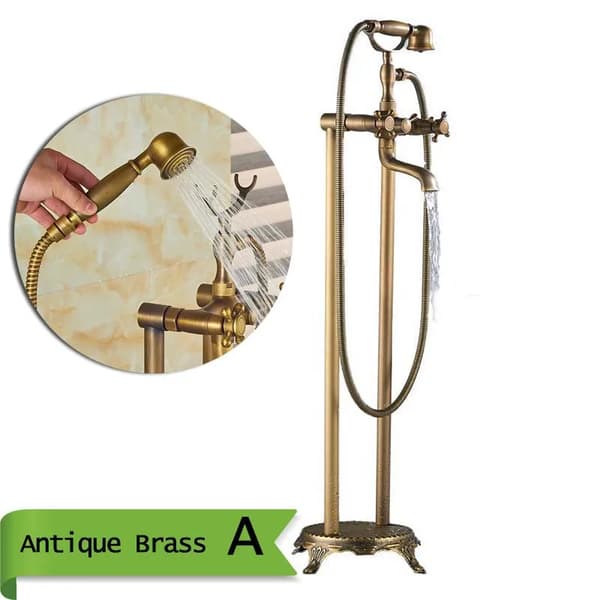 Antik Messing Badekararmatur, Dobbelt Håndtag Kontrol, Håndholdt Bruser,Antik messing A
