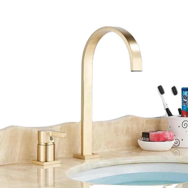 Børstet Guld Vaskarmatur, Dobbelt Håndtag Design, Moderne Stil,Guld